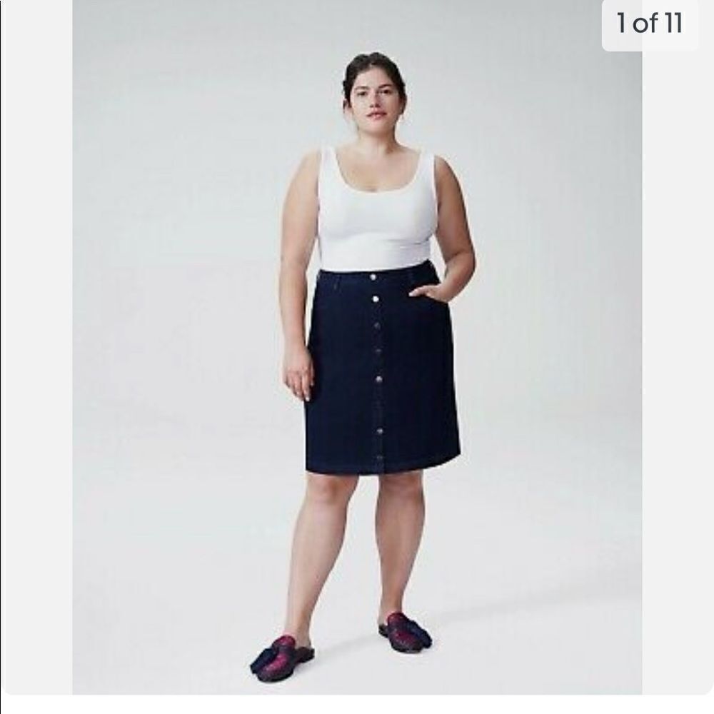 Universal Standard Ang Button Down Denim Skirt